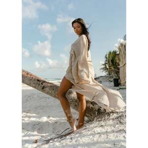 ชุดเดรสยาวแบบคาฟตันสำหรับผู้หญิง แขนกุด คอวี ทรงหลวม สวมคลุมลำตัว เหมาะสำหรับใส่ไปเที่ยวทะเลในช่วงฤดูร้อน สไตล์โบฮีเมียน ผ่าข้าง ผลิตจากผ้าฝ้าย 100% เป็นมิตรต่อสิ่งแวดล้อม - Product Image 3