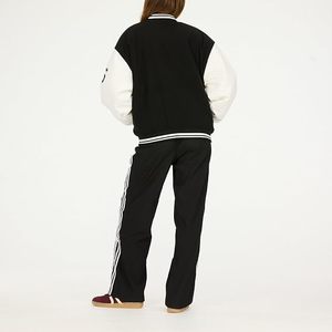 Chaqueta Varsity para Mujer, Negra, con Logotipo LA Bordado, Manga Larga, Cuello Camisero, Forro de Algodón Cortavientos para Invierno - Product Image 5