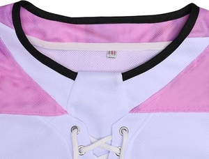 Custom Mesh Ice Hockey Jersey With Lace-up Neck - Blank Pink and White Sublimation Hockey Uniform for Men/Women, Practice & Game - Product Image 3