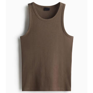 Débardeur côtelé à col rond pour homme, décontracté, en maille, couleur unie, sans manches - Product Image 3