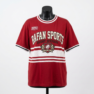 Camiseta de Rugby para Mujer, Algodón y Poliéster, Diseño de Paneles con Rayas Rojas y Blancas, Impresión de Pantalla, Logotipo Personalizado - Product Image 1