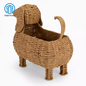 Panier en jacinthe d'eau fait main en forme de teckel, panier de rangement pour jouets d'enfants, fabricant en gros - Product Image 2