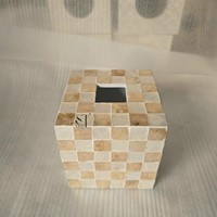 Boîte à mouchoirs personnalisée avec logo, en nacre, carrée, avec incrustation de coquillage, distributeur de serviettes en papier, pour hôtel de luxe, maison, vente en gros