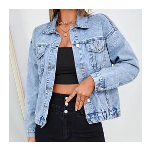 Popular High Quality Casual Women's Denim <b>Tops</b> <b>Coat</b> Women Blue Long Sleeve Plus-size Denim Jackets - Product Image 3