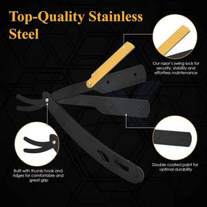 Rasoirs de barbier professionnels à six lames en acier inoxydable avec étui en cuir – Qualité supérieure - Product Image 6