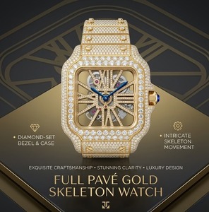 Reloj Unisex de Lujo Personalizado en Acero Inoxidable, Brillante con Diamantes VVS Moissanite Cultivados en Laboratorio, Movimiento de Cuarzo Citizen, Estilo Indio - Product Image 6