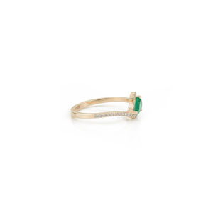 Anillo de Oro Amarillo Real K14 con Esmeralda y Diamantes en Forma de Pera, Joyería Fina Personalizada, Precio al por Mayor con MOQ Bajo - Product Image 5