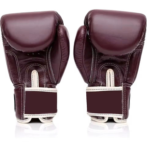 Gants de boxe en cuir PU bordeaux avec sangle de poignet réglable en velcro, gants d'entraînement d'arts martiaux pour adultes - Product Image 5