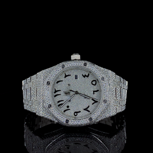 Montres analogiques de luxe en acier inoxydable avec chiffres arabes blancs, mouvement automatique, 20 mm, Hiphop, Moissanite VVS, étanches, diamants - Product Image 1