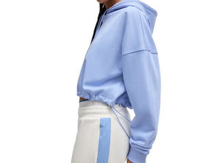 OEM personalizado de peso pesado 420 GSM de gran tamaño Crop Hoodie sudaderas para mujeres niñas con lentejuelas frente Logo Puff estampado Crop Tops - Product Image 2