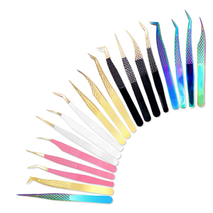 Applicateurs de cils en acier inoxydable, pinces à cils avec motifs et décorations, pinces à cils de haute qualité, logo OEM - Product Image 1