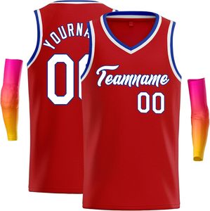 Ensemble de maillot de basket-ball orange personnalisé, col en V, sans manches, en maille sublimée, unisexe, adulte, vêtements de sport respirants avec numéro et nom - Product Image 2