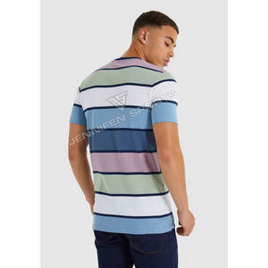 Camisetas de Verano para Hombre a Rayas de Algodón 100% de Alta Calidad, Transpirables, Ligeras, de Secado Rápido, Estilo Casual con Logotipo Personalizado - Product Image 4