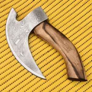 Cortador de Pizza Vikingo Premium Hecho a Mano al por Mayor, Cuchilla Estilo Hacha Forjada a Mano de Grado Industrial con Mango de Madera, Rebanador de Pizza Tipo Hacha - Product Image 3