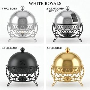 Elegant Dome Chafing Dish High Grade Mirror Finish Stainless Steel <b>Buffet</b> Set <b>Warmer</b> with Decorative Geometric Stand for Majlis - Product Image 6