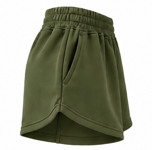 Index Sportswear Women's Olive Green Shorts <b>Skirt</b> <b>Elastic</b> <b>Waist</b> Breathable Pockets Right Leg Logo Sporty Style Knitted Polyester - Product Image 3