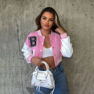 Trendy Women's Breathable Crop Varsity Jackets Reversible Embroidery Winter Varsity Crop Top Jacket For Women Casual Fashion Use - Product Image 6