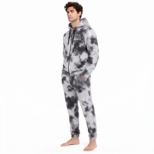 Conjunto deportivo tie-dye para hombre con estampado de sublimación personalizado, sudadera con capucha y cremallera completa y pantalones jogger. - Product Image 2