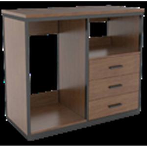 Meuble de rangement pour micro-frigo en MDF CARB P2 E0 HPL LPL avec structure métallique assemblée, compatible réfrigérateur et micro-ondes, 48" L x 22" P x 42" H - Product Image 3