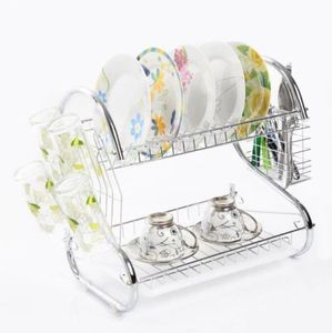 Égouttoir à vaisselle double niveau réglable multifonctionnel en fil de fer, organisateur de rangement pour étagère de cuisine, placard, égouttoir à vaisselle et bols, pour évier - Product Image 1