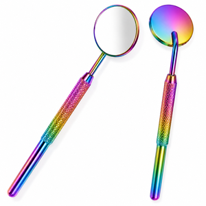 Handheld Round Metal <b>Mirror</b> 3X <b>Magnifying</b> Single Side Rainbow Finish <b>Makeup</b> Tool - Product Image 6