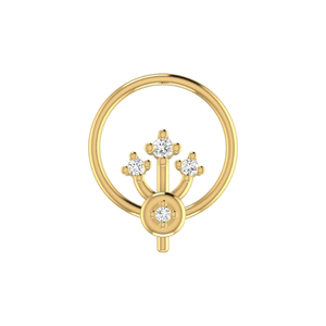 AJRETAIL Piercing de nez pour femme, design ethnique fleur royale en or 14 carats avec diamant naturel 0,02 ct - Product Image 1