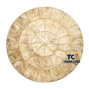 HOT SELLING Elegant Handmade <b>Round</b> Rattan <b>Placemats</b> Natural Table Decor With Mother of Pearl & Capiz Inlaid Designs - Product Image 3