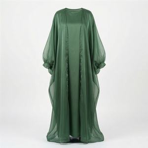 Abaya en Viscose Soyeuse pour Femmes – Robe Longue Ample en Soie Musulmane – Vêtement Islamique Élégant Deux Pièces – Vente en Gros - Product Image 1