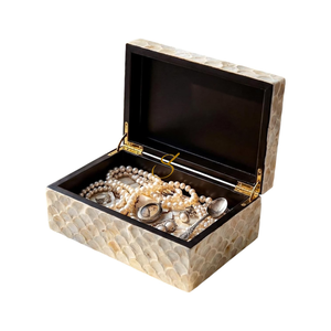 Handmade Mother of Pearl Jewelry Box with Lid Rectangular Wooden Nacre Storage <b>Case</b> for <b>Earrings</b> Bangles Watches - Product Image 4