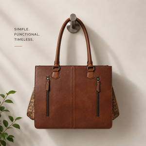Western Cowhide Leather Tote Bag Hair On Hide Hand Tooled Floral <b>Handbag</b> Boho Shoulder Purse Rustic Ranch Satchel Gift for Women - Product Image 3
