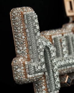 Pendentif Lettre Personnalisée Iced Out VVS Moissanite avec Breloques Masque, en Argent 925 Plaqué Or Rose, Bijoux Style Hip Hop pour Soirées - Product Image 4