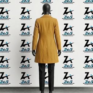 High Quality Women Winter <b>Yellow</b> <b>Wool</b> Blend Trench Coat Elegant Long Sleeve Single Breasted Formal Outerwear Overcoat Suits - Product Image 2