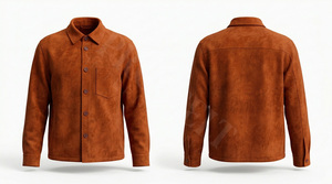 Chemise boutonnée en faux daim avec logo personnalisé de haute qualité à 100 %, manches longues, vêtements décontractés, chemises habillées élégantes pour hommes - Product Image 4