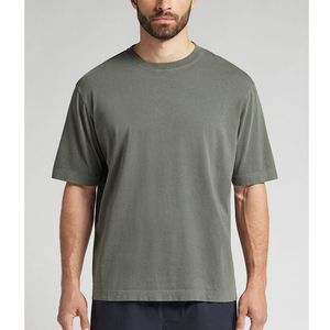 T-shirt OEM vierge en coton épais à col montant et épaules tombantes, personnalisable par sérigraphie, pour homme, style streetwear oversize - Product Image 1