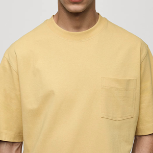 Hot Sale Men Boxy Fit Oversized <b>T</b> <b>Shirt</b> Heavyweight Cotton Vintage Style <b>Pocket</b> Tee Loose Fit Streetwear Blank Custom Logo - Product Image 5