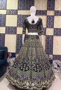 <b>Top</b> Quality Fancy Thread Work with Sequence Work Heavy Mono Satin Silk Lehenga Choli for Women& Bride Fully Stitched - Product Image 4