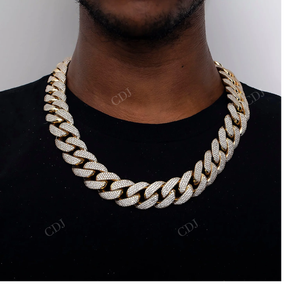 Cadena cubana de moissanita VVS de 25 mm y 24 pulgadas, chapada en plata de ley, súper brillante, estilo hip hop, joyería para hombre, venta al por mayor - Product Image 3