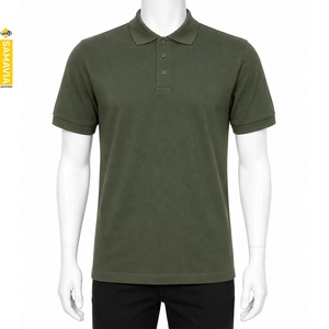 SAMAVIA <b>Men's</b> Short Sleeve <b>Polo</b> <b>Shirt</b> Solid Olive <b>Green</b> Cotton Pique Casual Knitted Regular Fit Breathable Design - Product Image 1