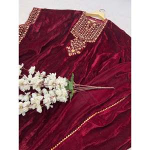 Hermoso Salwar Kameez Bordado de Poliéster para Fiesta, Conjunto de Top y Pantalón - Product Image 2