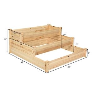 Jardinière en bois surélevée à 3 niveaux pour arrangements saisonniers en extérieur - Product Image 5