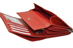 Red Leather Zipper Wallet Minimalist Design Durable Unisex <b>Coin</b> <b>Purse</b> for Daily Use - Product Image 2