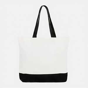 Custom Two Tone Cartoon Giraffe Print Fashion Cotton <b>Canvas</b> <b>Tote</b> Bag Reusable Shopping Carry Bag Black Handles Wholesale OEM ODM - Product Image 3