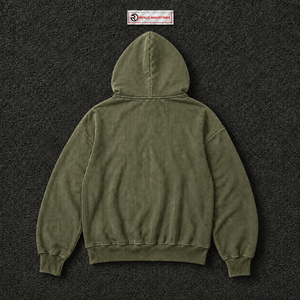 OliveWashed <b>Oversized</b> Zip Up Hoodie <b>Vintage</b> Streetwear Loose Fit Full Zipper Hooded <b>Sweatshirt</b> With Double Patch Pockets Autumn - Product Image 6
