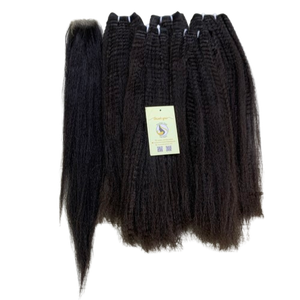 Extensiones de Cabello Humano de Alta Calidad con Trama, Cabello Virgen con Cutículas Alineadas, Paquetes de Cabello Liso Rizado con Cierre de Encaje, Vietnam - Product Image 1