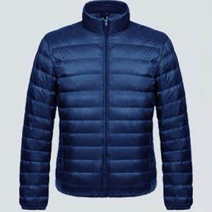Veste matelassée bleu marine pour homme, col montant, fermeture éclair, manches longues, manteau d'hiver léger - Product Image 1