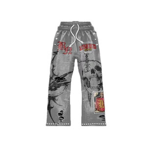 Ensemble de survêtement d'hiver grande taille pour homme avec pantalon évasé et empilé, et sweat à capuche, orné d'un patch brodé et d'une applique lettre imprimée sur mesure - Product Image 4