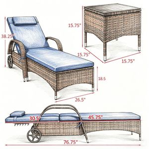 Set di 2 tavoli e lettini prendisole per il relax e il riposo all'aperto - Product Image 3