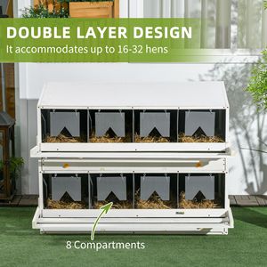 Nido de Gallinas de 16-32 Compartimentos, Caja de Madera para Poner Huevos con Bandejas Recolectoras de Huevos, Perchas, Jaulas para Animales para 8 Gallinas - Product Image 4