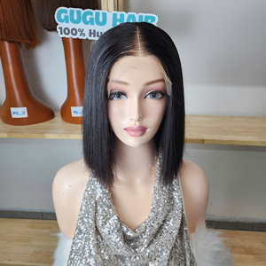 Perruque Bob Lisse Effet Osseux Densité 180% avec Fermeture en Dentelle Transparente 5x5 Cheveux Humains Vierges Vietnamiens Couleur Noir Naturel - Product Image 4