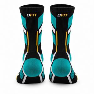 Athletic Crew <b>Socks</b> Men's Geometric Pattern Breathable Knitted <b>Sport</b> <b>Socks</b> Black Teal <b>White</b> Yellow Summer - Product Image 4